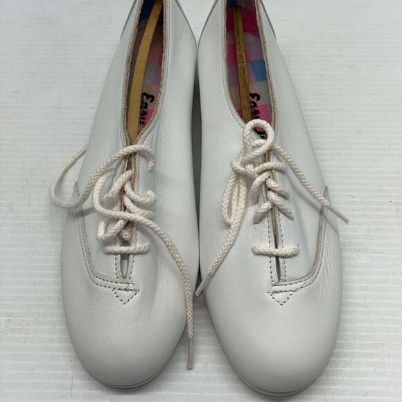 Women's Easy Times White Leather Lace Up Shoes Flats Size 7.5 - Picture 2 of 8